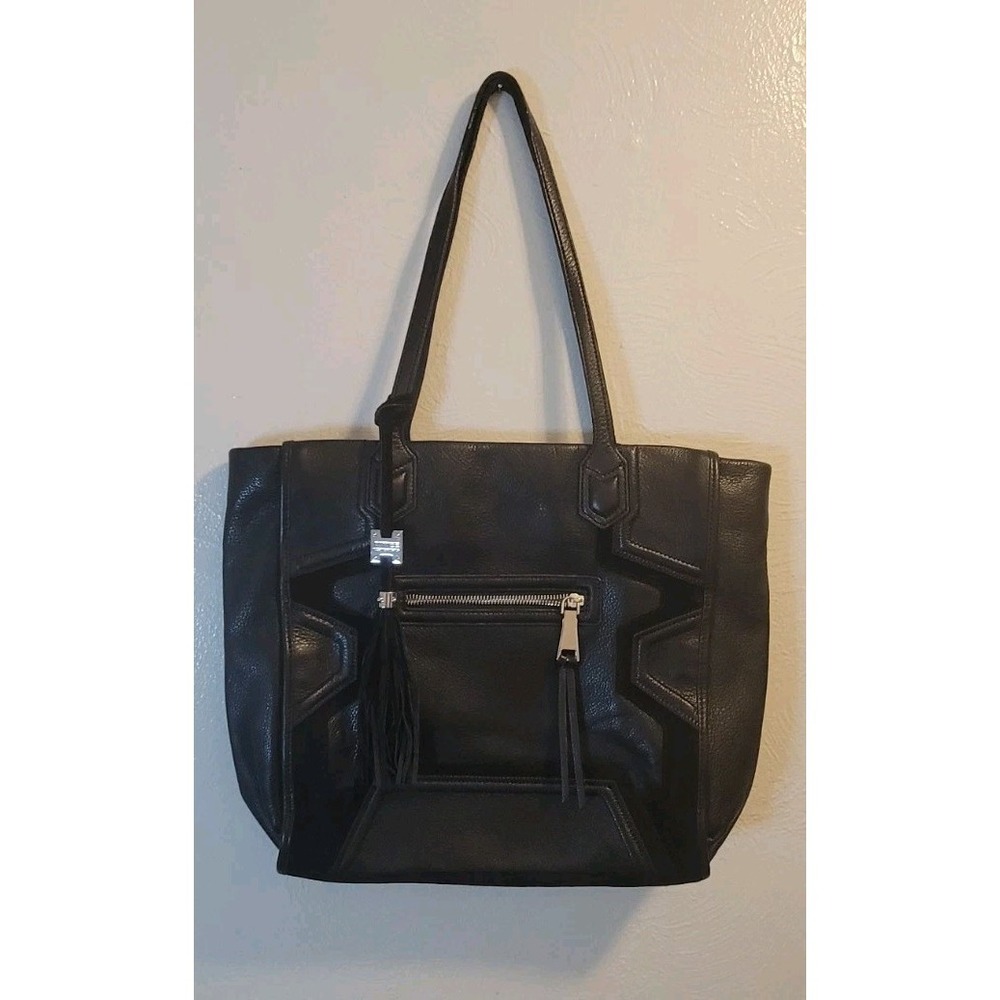 AIMEE KESTENBERG Black with Leather Suede Trims Large Shoulder Tote Bag